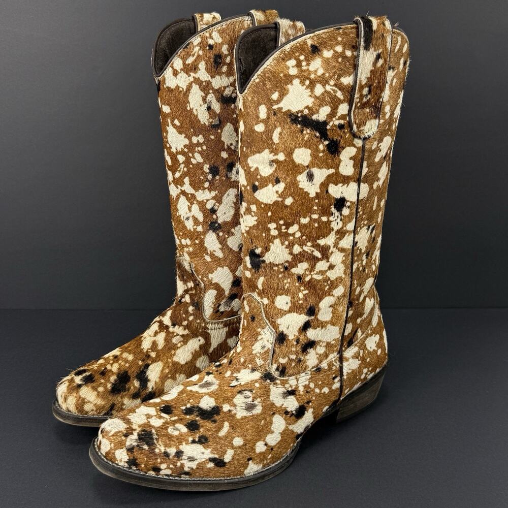 ROPER Susannah Western Boots Women’s Size 8 Brown White Snip Toe Cowboy Boots